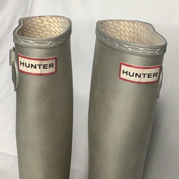 Hunter Kids Original Silver Metallic Rain Boots Size 13 - Picture 2 of 14